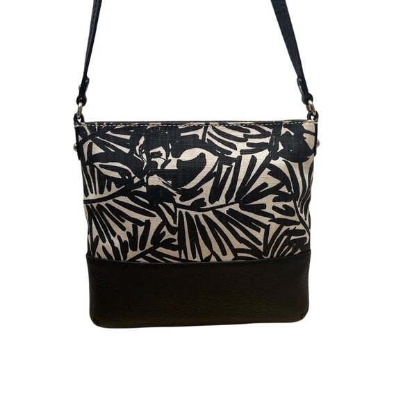 Kate Spade New York Black & White Palm Prin Adjustable Strap Crossbody Bag Sz M - Picture 5 of 11